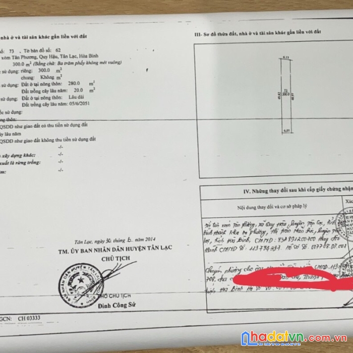 Chính chủ cần tiền trả nợ muốn bán gấp lô đất mặt tiền quốc lộ 6 tt mãn đức, tân lạc , hòa bình.