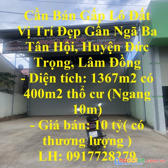 Cần bán gấp lô đất vị trí đẹp gần ngã ba tân hội, huyện đức trọng, lâm đồng