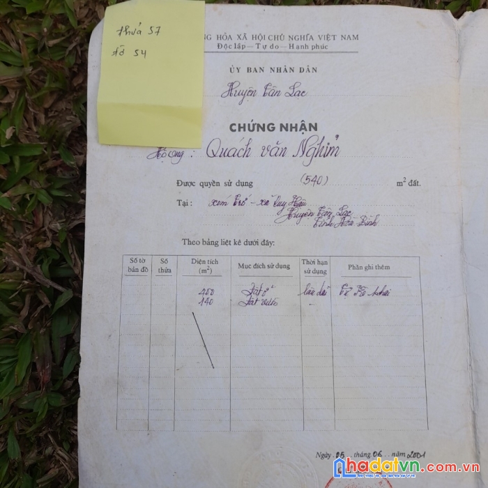 Sở hữu ngay lô đất vị trí đắc địa tại thị trấn mãn đức, huyện tân lạc, hòa bình