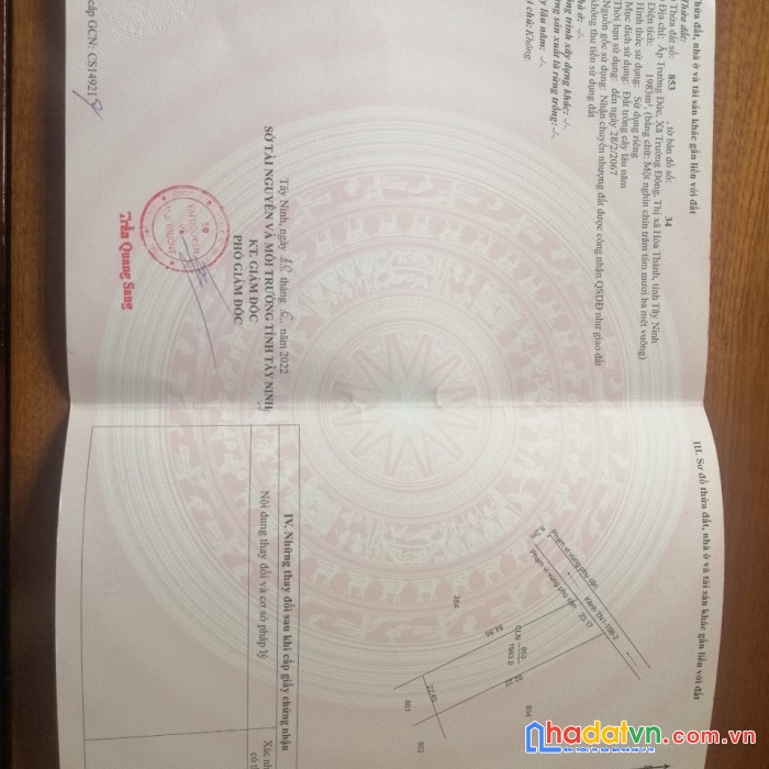 Chính chủ:muốn chuyển nhượng lại quyền sử dụng lô đất trường đông hoà thành tây ninh