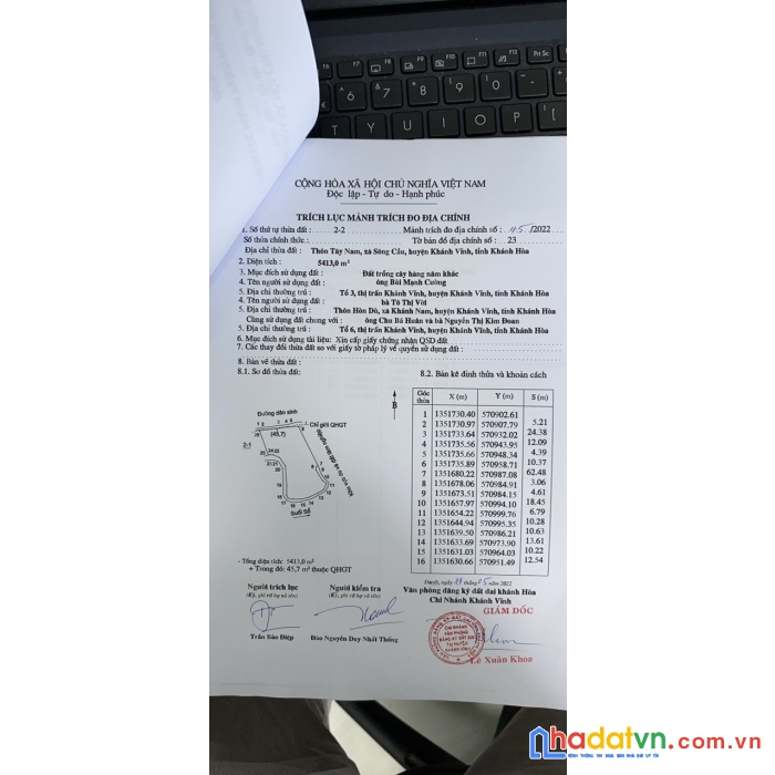 Cần bán gấp lô đất vị trí đẹp tại thôn tây nam, sông cầu, khánh vĩnh, khành hoà