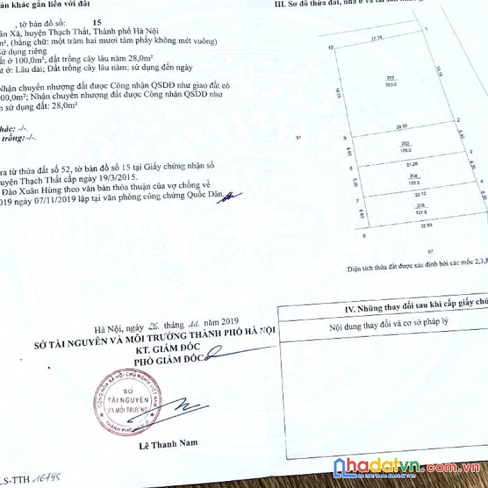 Cần bán 128m2 tại thôn 1- tân xã - thạch thất
