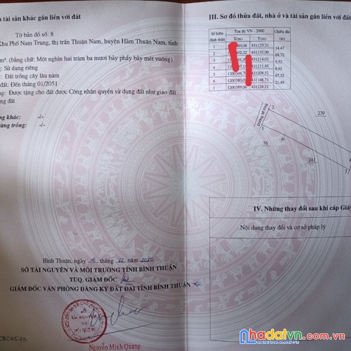 Nhà kẹt tiền cần bán nhanh lô đất đẹp khu vực thuận nam,  hàm thuận nam bình thuận.