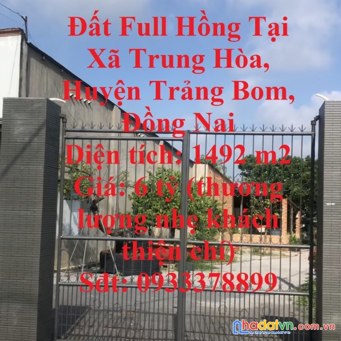 Đất full hồng tại xã trung hòa, huyện trảng bom