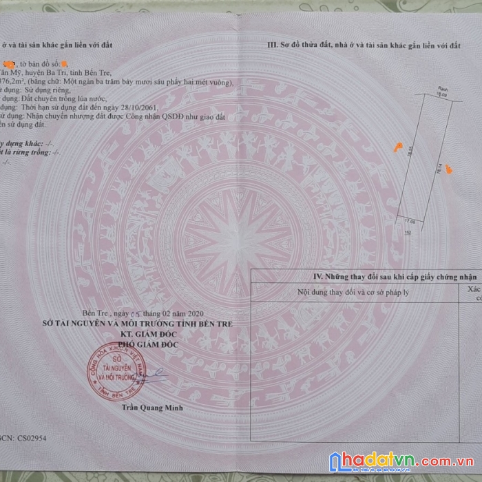 Bán đất tặng dãy nhà trọ tại tân mỹ ba tri bến tre