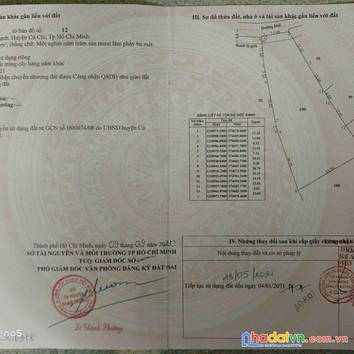 Chính chủ cần bán  đất bán xã phước thạnh  củ chi.