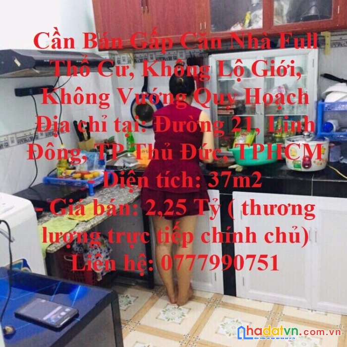 Cần bán gấp căn nhà full thổ cư, không lộ giới, không vướng quy hoạch