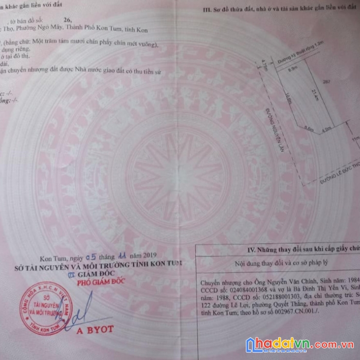 Bán đất đường nguyễn lân và lê đức thọ, phường ngô mây, tp kontum, kon tum