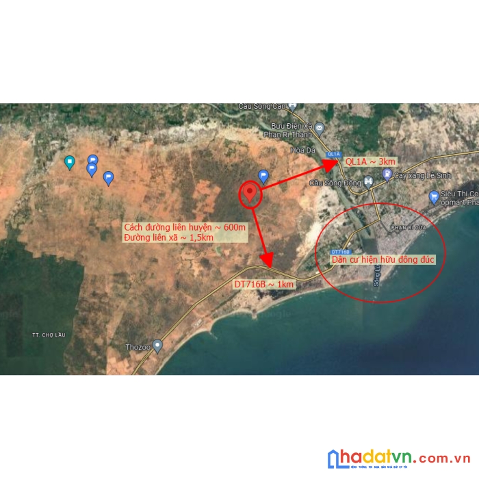 Bán 3412m2 đất vườn bắc bình, cách đường liên huyện 600m, liên xã 1,5km,1km tới biển