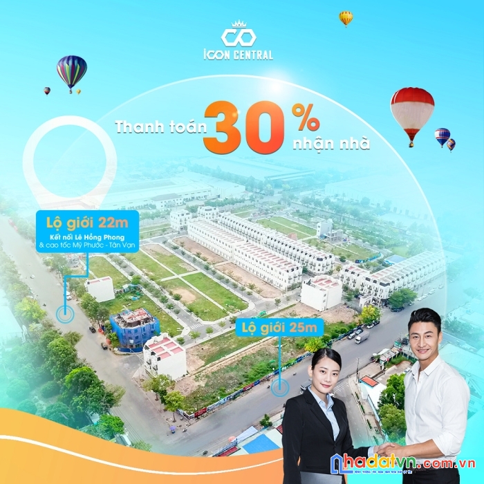 Bán đất nền thổ cư icon central đã có sổ, nh hỗ trợ vay 70%, ls 7,9% giá 2,55 tỷ.lh 0938282876