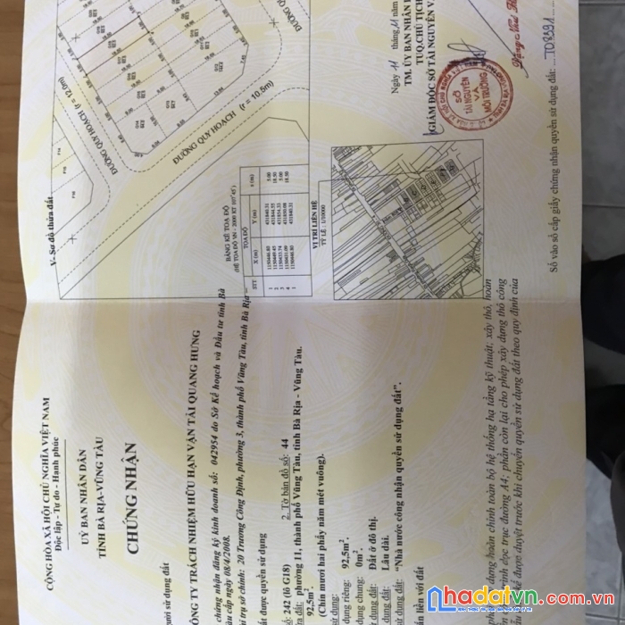 Bán đất hẻm oto full thổ cư 808 30/4 p11 tp vũng tàu