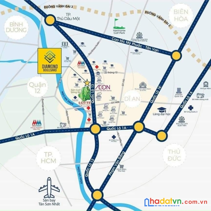Căn hộ diamond boulevard aeon mall mặt tiền quốc lộ 13 chỉ 1,5 tỷ