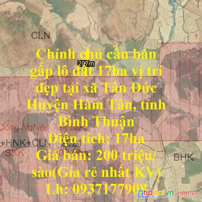 Chính chủ cần bán gấp lô đất 17ha vị trí đẹp tại xã tân đức huyện hàm tân, tỉnh bình thuận