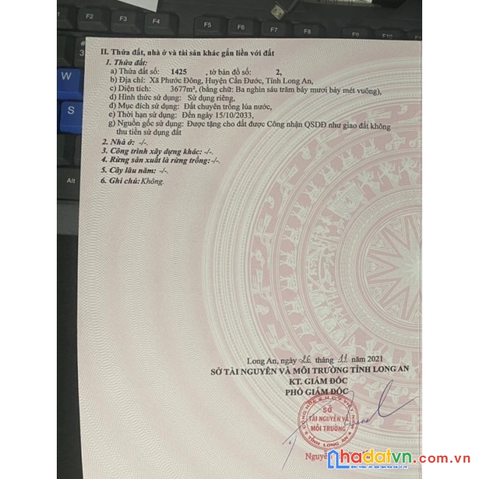 Cần bán lô đất dt 3677m2 khu dân cư xã phước đông