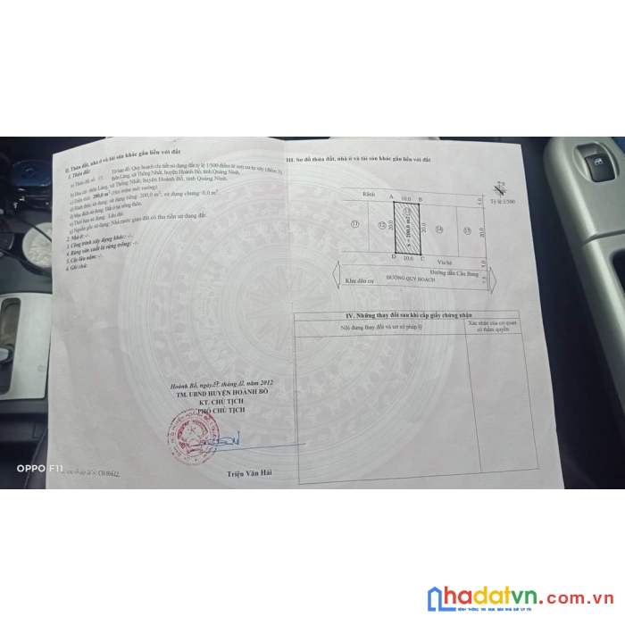 Bán đất tái định cư thôn làng thống nhất tp. hạ long 200m giá 13tr/m