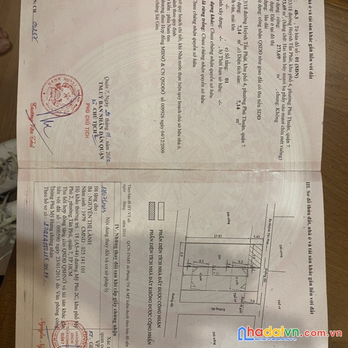 Chính chủ gửi bán đất mt lê thị chợ, p phú thuận, quận 7.- dt: 10x33 cn 273m2