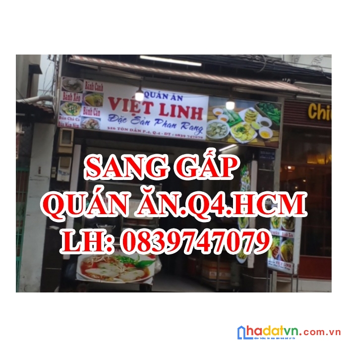 Chính chủ cần sang gấp quán ăn đặc sản phan rang tại 326 tôn đản,p4.q4.hcm