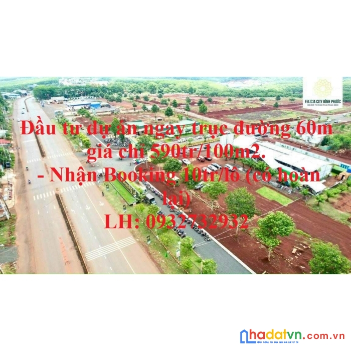 Đầu tư dự án ngay trục đường 60m giá chỉ 590tr/100m2.
