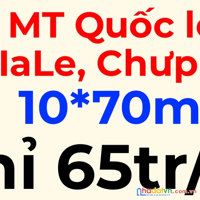 Bán 10m đất mặt tiền quốc lộ 14a, xã ia le, gia lai. chỉ 65tr/m