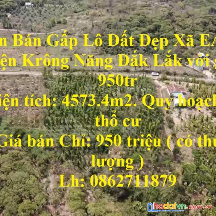 Cần bán gấp lô đất đẹp xã ea dăh huyện krông năng đắk lắk với giá chỉ 950tr vui lòng lh 0862711879