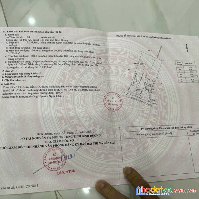 Chính chủ cần bán gấp lô đất vị trí đẹp thị xã bến cát tỉnh bình dương