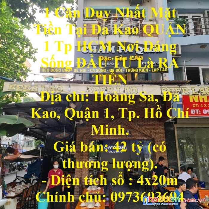 1 căn duy nhất mặt tiền tại đa kao quận 1 tp hcm nơi đáng sống đầu tư là ra tiền