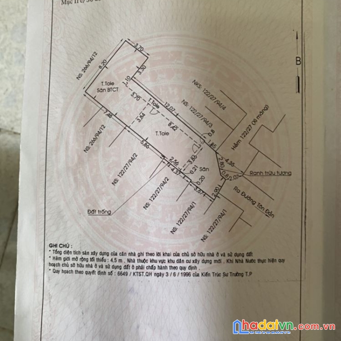 Chính chủ cần bán nhà hẻm 122/27/94/3 tôn đản, p. 8, q4.tp.hcm