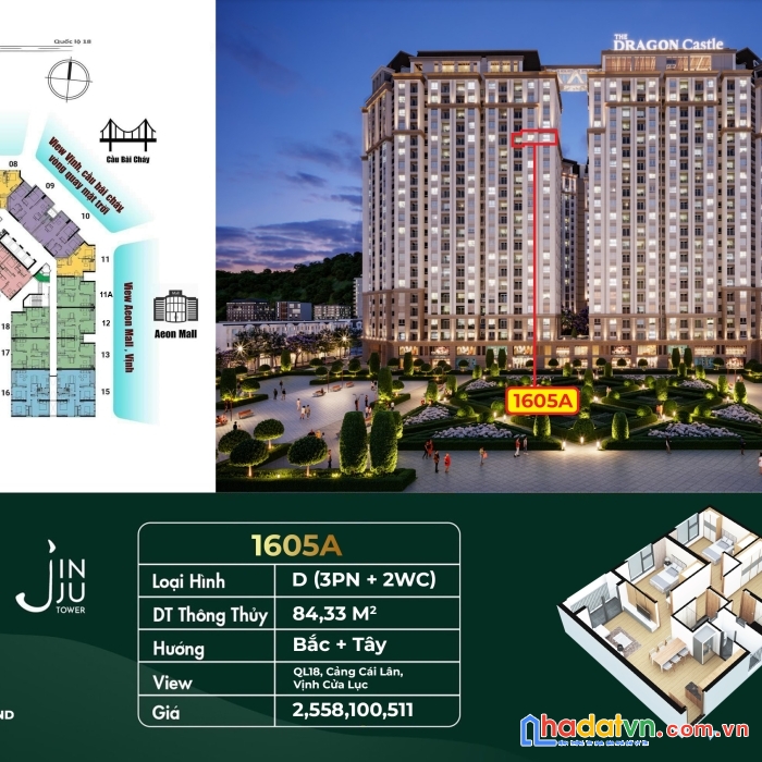 Bán căn ngoại giao căn góc 3pn mã 16-05a dự án dragon castle hạ long view vịnh, view ql18, view