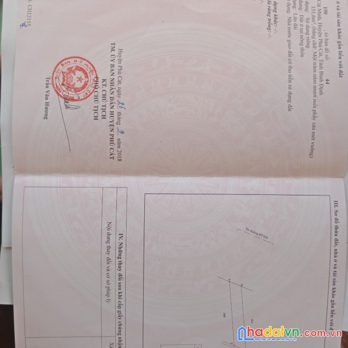 Bán gấp lô đất thổ cư mặt tiền đường 633 tại cát minh phù cát bình định