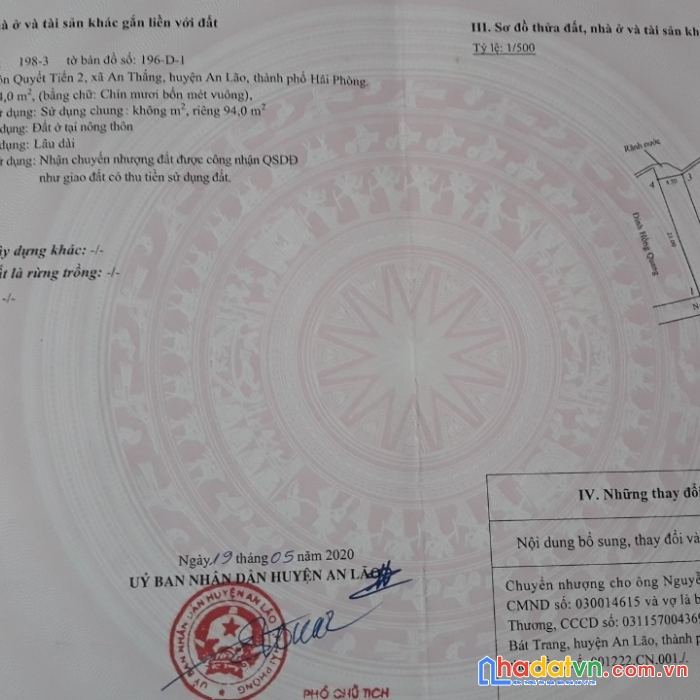 Bán gấp lô đất vị trí đẹp tại an lão hải phòng