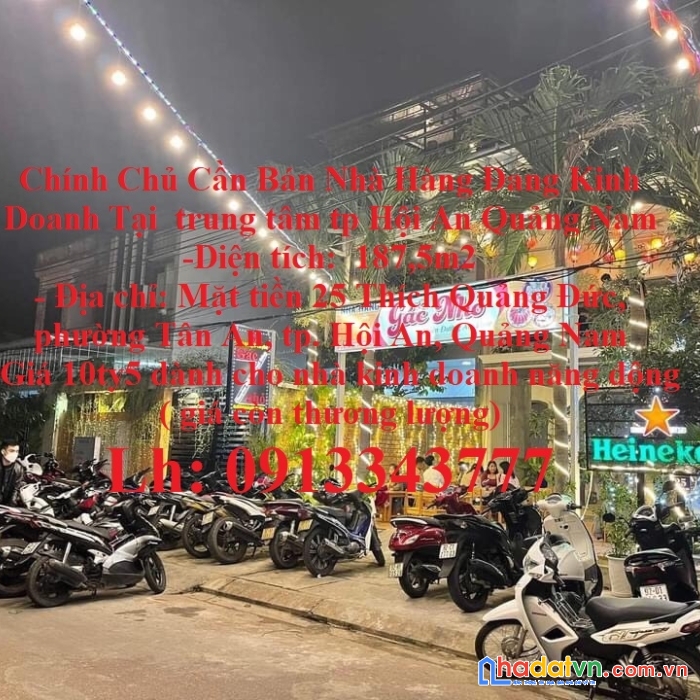 Chính chủ cần bán nhà hàng đang kinh doanh tại  trung tâm tp hội an quảng nam