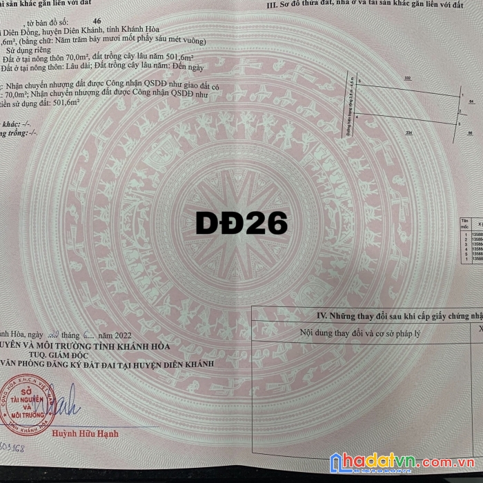 Bán nhanh 3 lô liền kề trung tâm thôn 2 diên đồng, diên khánh giá siêu đầu tư chỉ 3,9triệu/m2