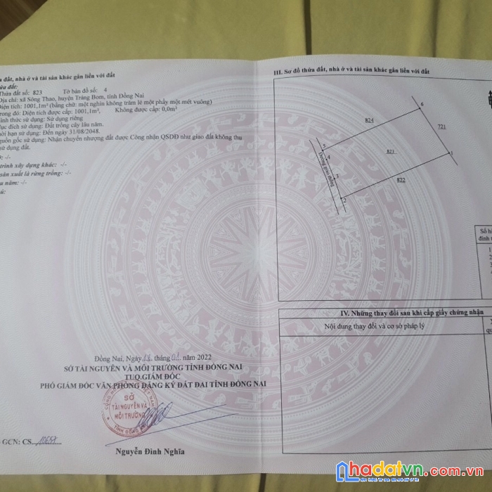 Đất chính chủ - vị trí đẹp tại xã sông thao, huyện trảng bom, tỉnh đồng nai