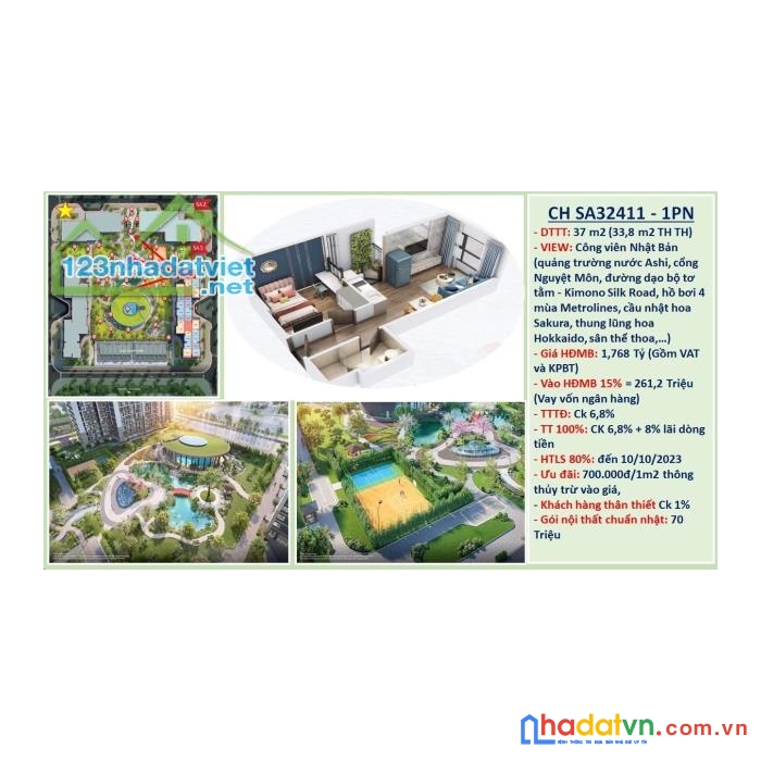 Cần bán căn 1n tòa sa3 vinhomes smart city view nội khu phong cách nhật bản