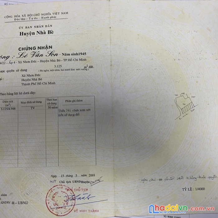 Khách cần bán lô đất xã nhơn đức nhà bè.