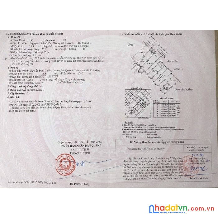 Cần bán căn nhà hẻm 404, đường nguyễn đình chiểu, quận 3.