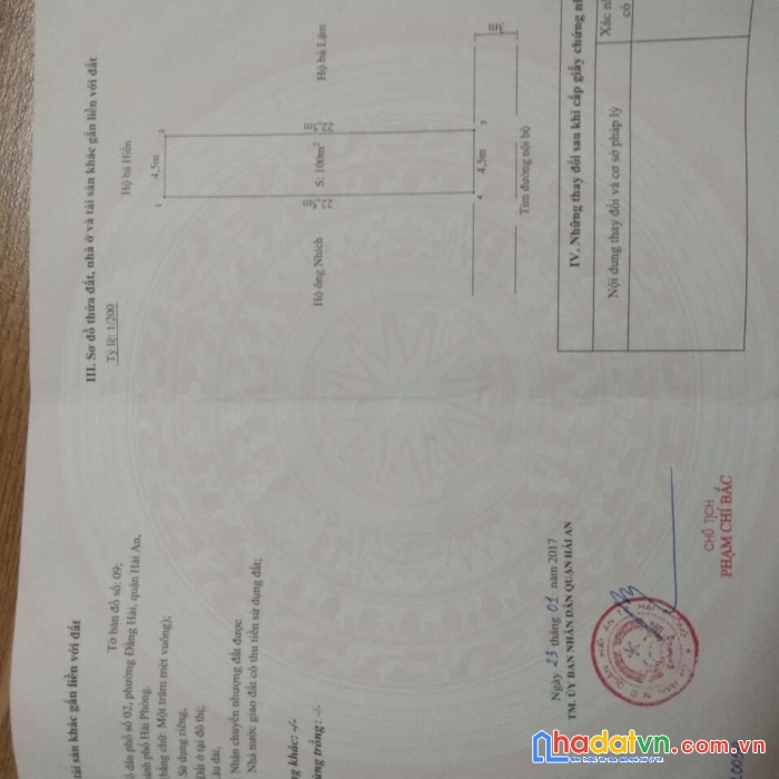 Chính chủ cần bán lô đất tại : tổ dân phố 2 (thuộc khu tái định cư ) - phường đằng hải - quận hải
