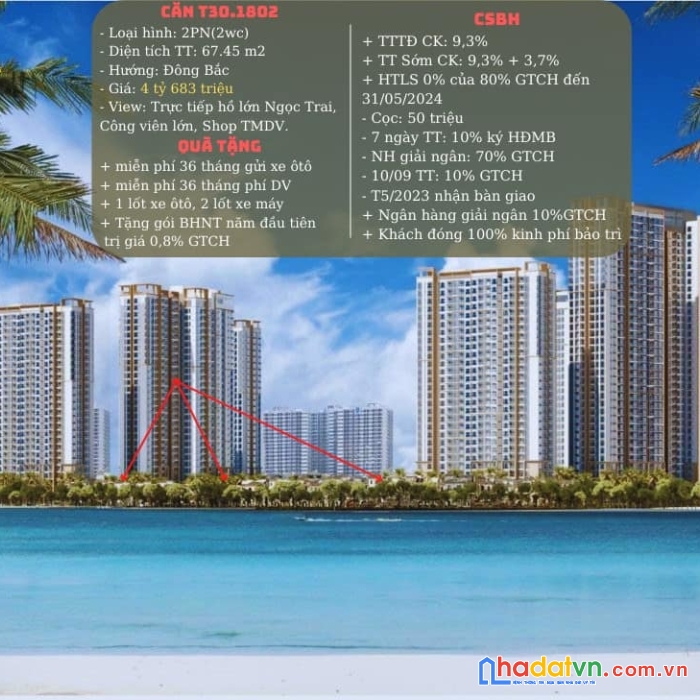 Còn duy nhất 1 căn 2 pn 2vs view hồ ngọc trai và malibu walk 
view: trực tiếp hồ lớn ngọc