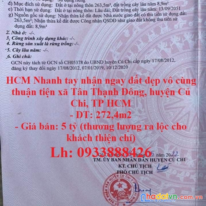 Hcm nhanh tay nhận ngay đất đẹp vô cùng thuận tiện chính chủ chính chủ bán