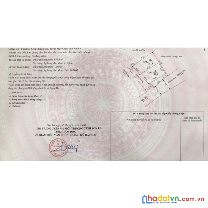 Mảnh đất thuộc tiểu khu 4 xã chiềng sơn huyện mộc châu tỉnh sơn la.