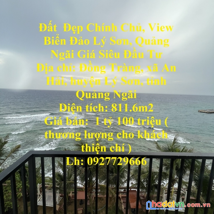 Đất  đẹp chính chủ, view biển đảo lý sơn, quảng ngãi giá siêu đầu tư