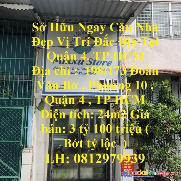 Sở hữu ngay căn nhà đẹp vị trí đắc địa tại quận 4, tp hcm