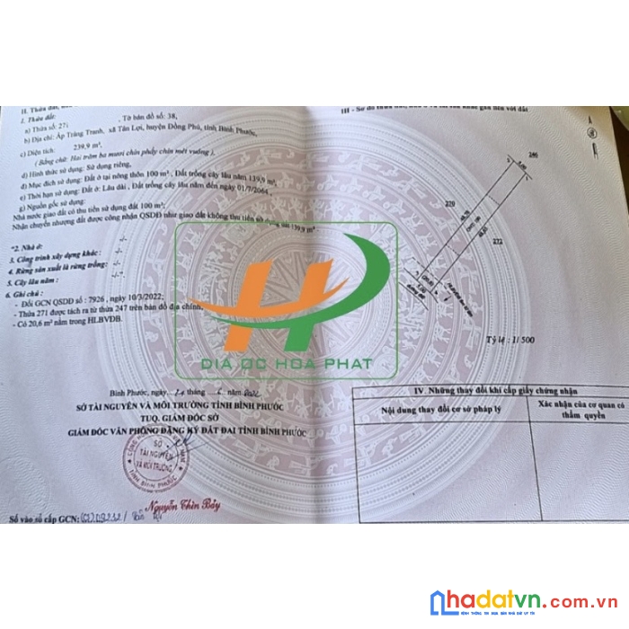 Cơ hội vàng để đầu tư đất nền bình phước nền 239,9m2 kcn becamex đồng phú 6300ha