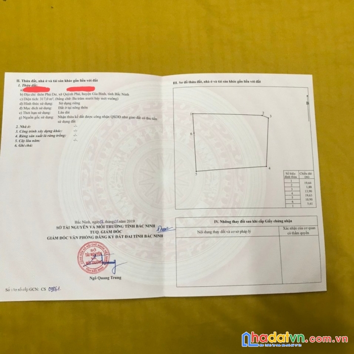 Cần bán bán lô đất tại thông tiêu xá, giang sơn, gia bình