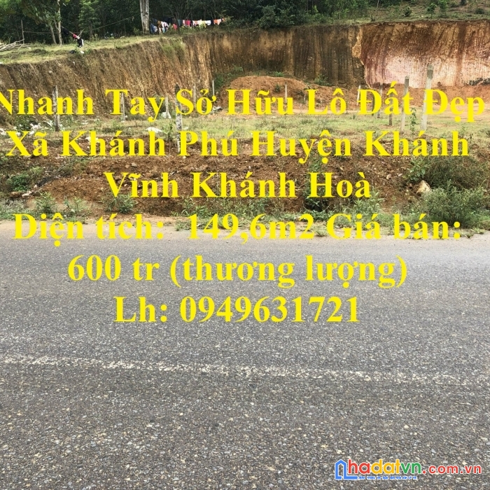 Nhanh tay sở hữu lô đất đẹp xã khánh phú huyện khánh vĩnh khánh hoà