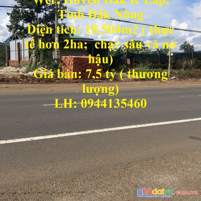 Chính chủ cần bán gấp lô đất thôn 14, xã đắk wer, huyện đắk r’lấp, tỉnh đắk nông