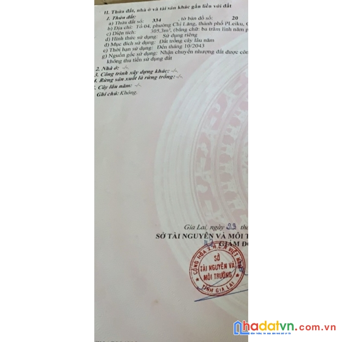 Cần bán gấp lô đất đẹp mặt đường nguyễn huệ nối dài đăk đoa, phường chi lăng tp pleiku