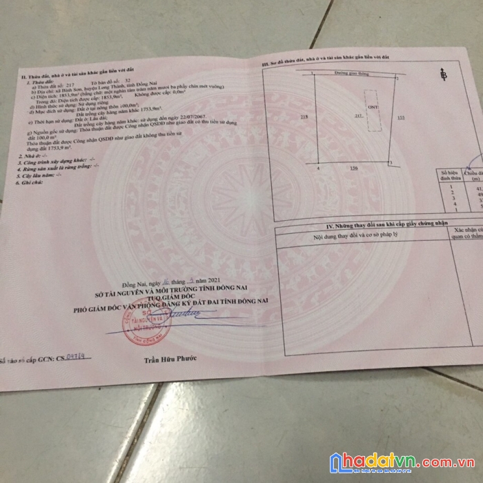 Bán lô 1854m2 cách cổng chính sân bay long thành 50m có thổ cư. giá 4tỷ710 bớt lộc. lh 0349895942