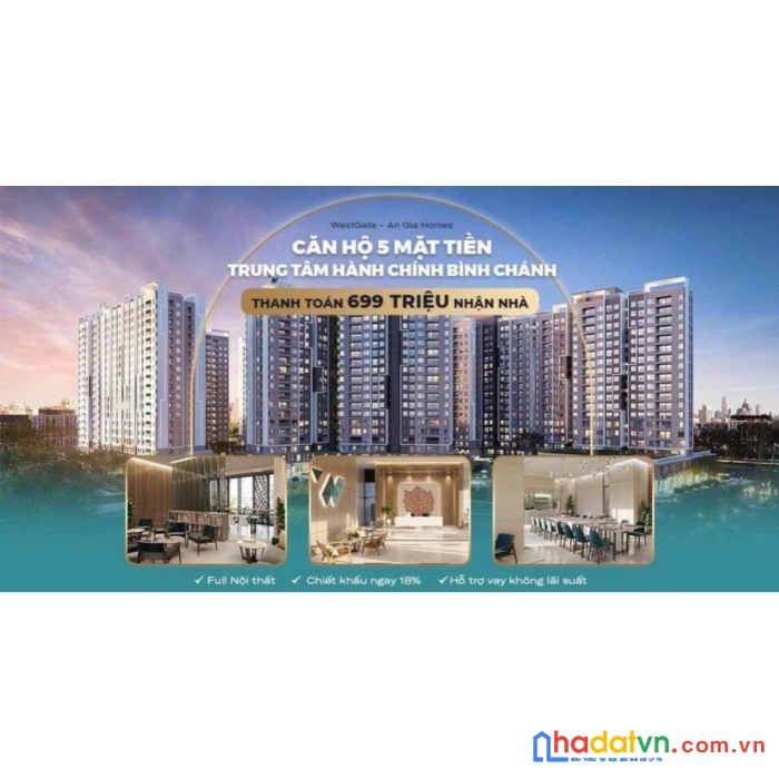 Bán căn hộ 2pn west gate, bình chánh diện tích 59m2 giá 2,4 tỷ
