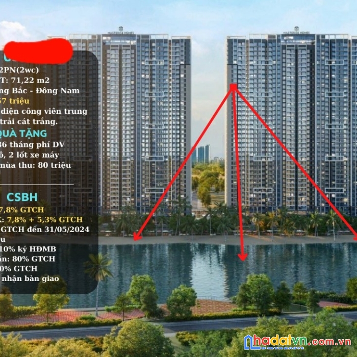 Cần bán gấp can hộ masteri west heightstại “thành phố tây” - vinhomes smart city